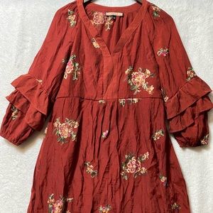 Olive Hill women’s medium floral dress with 3/4 ruffle sleeves